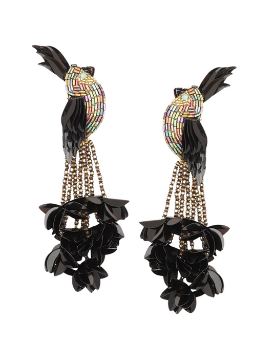  earrings with hand-beaded sequins and gold-plated posts