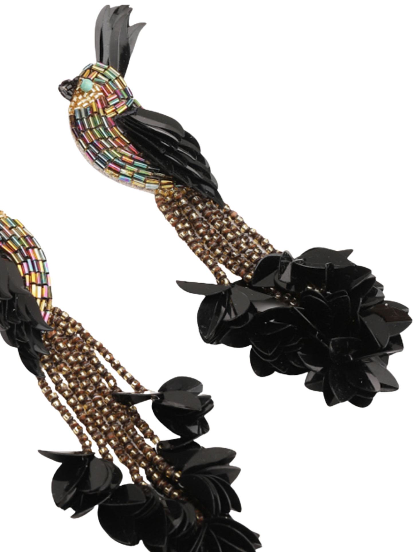  earrings with hand-beaded sequins and gold-plated posts