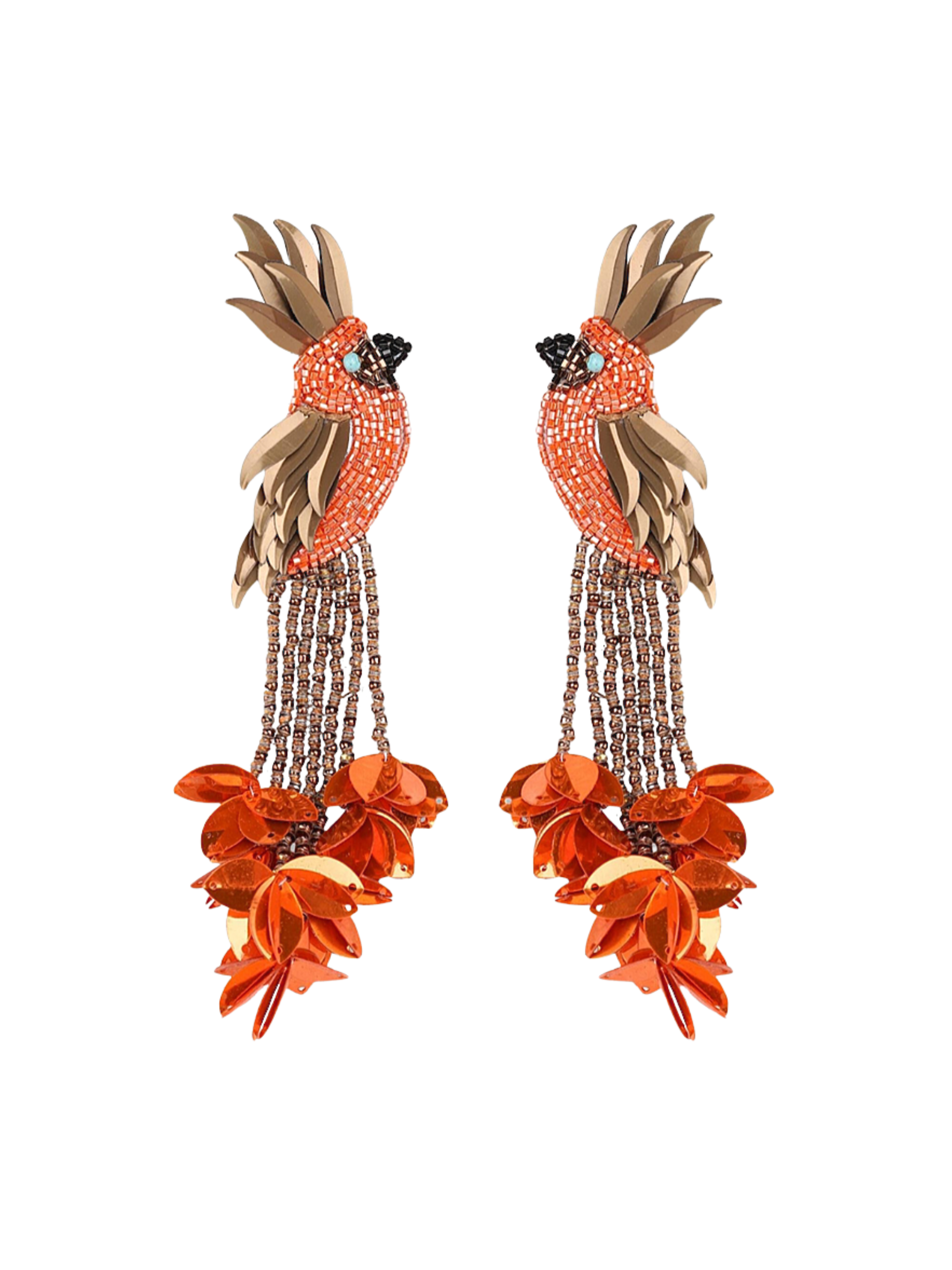 earrings with hand-beaded sequins and gold-plated posts