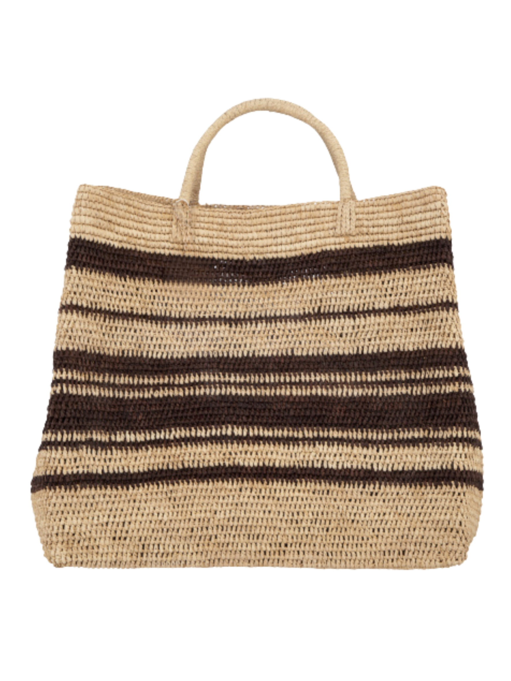 Woven tote bag with brown stripes 