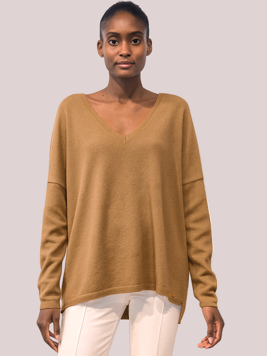 V-neck Cashmere Sweater Camel