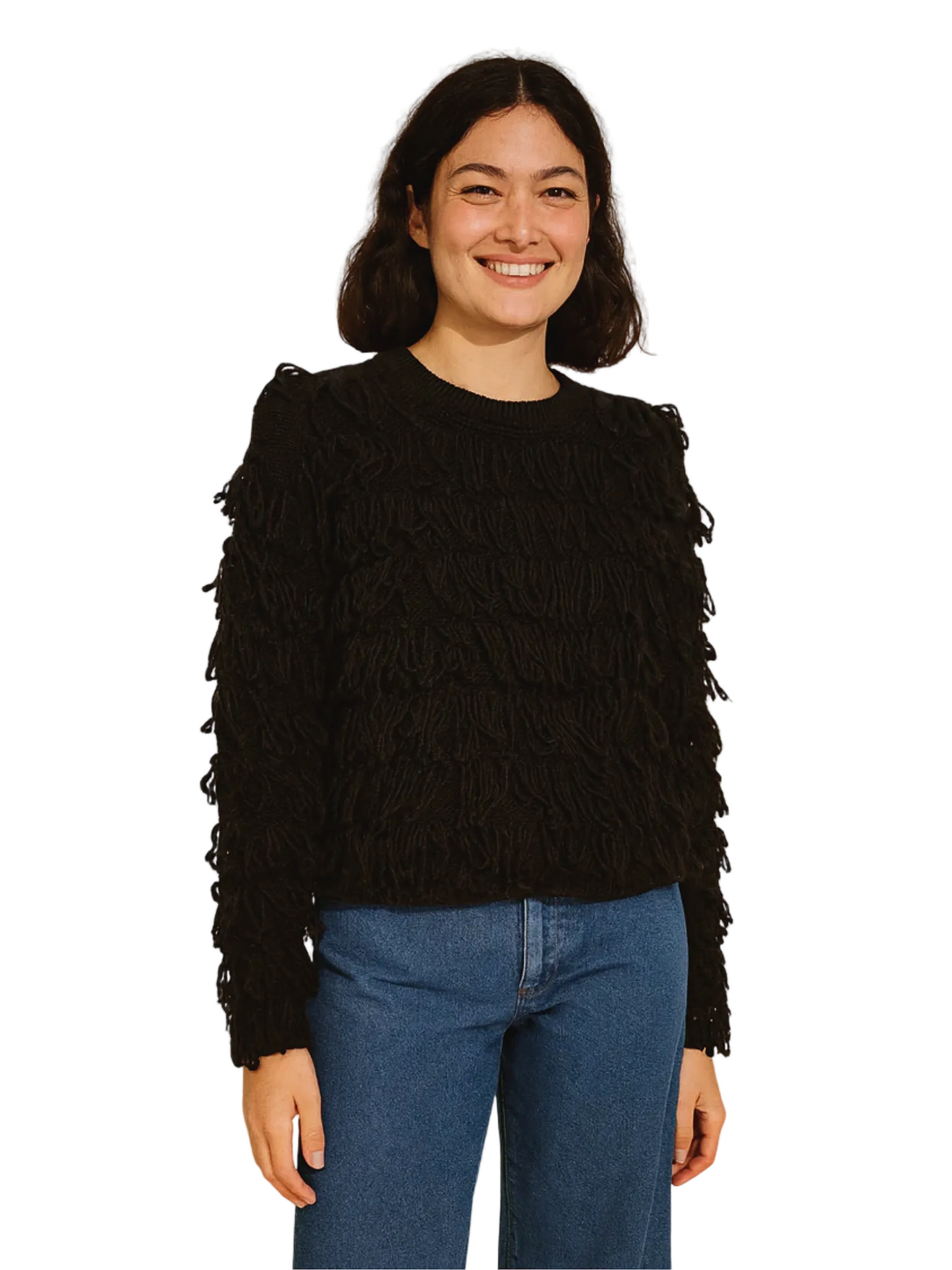  black fringed sweater