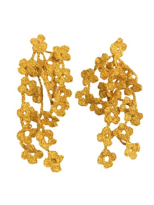 Long crochet flower earrings