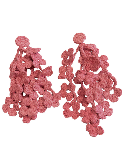 Long crochet flower earrings