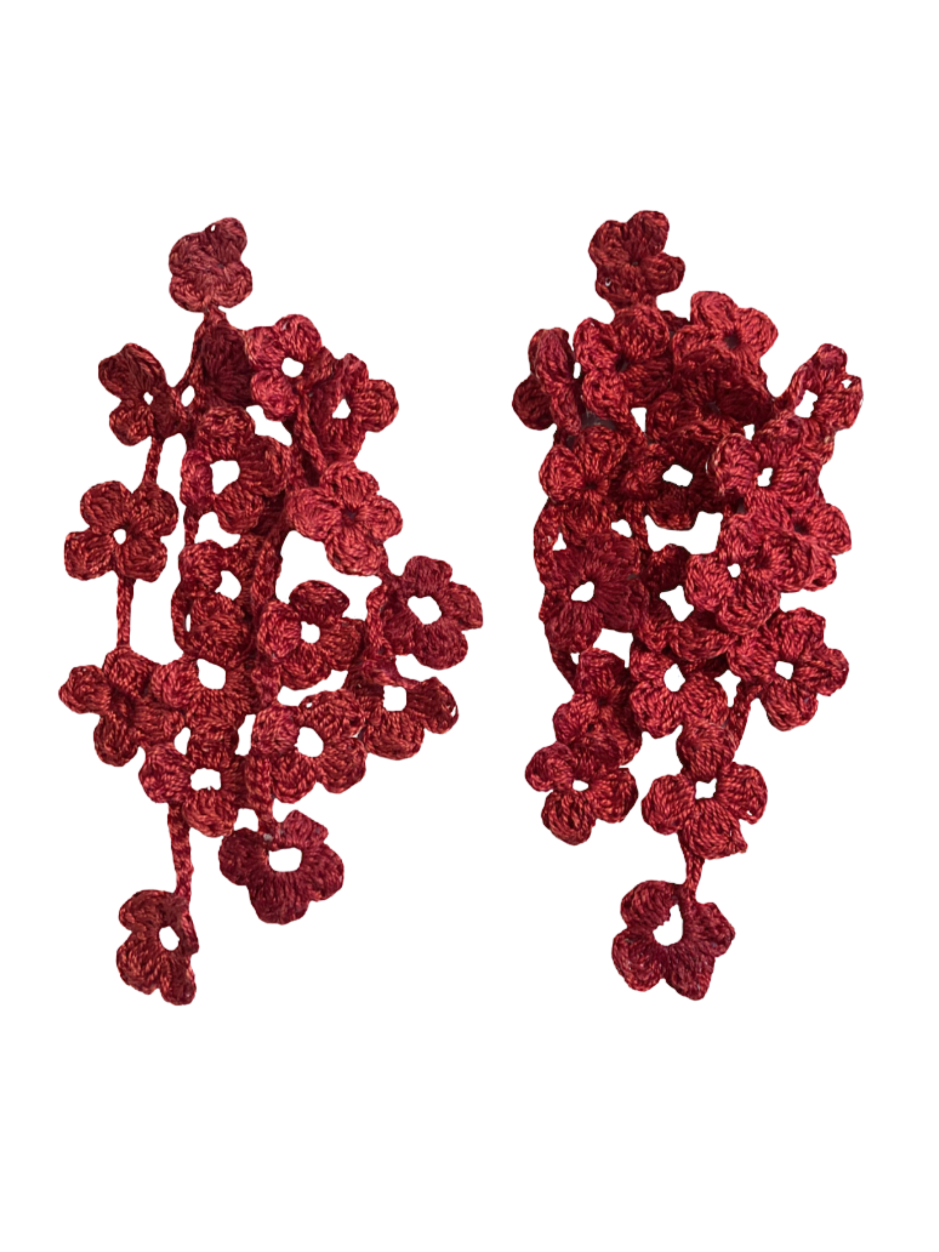 Long crochet flower earrings
