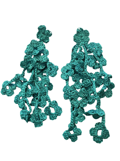 Long crochet flower earrings