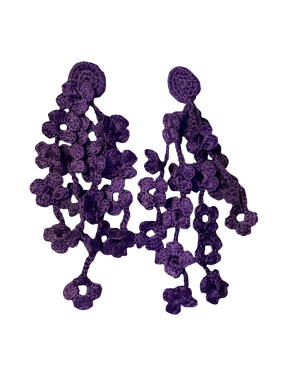 Long crochet flower earrings