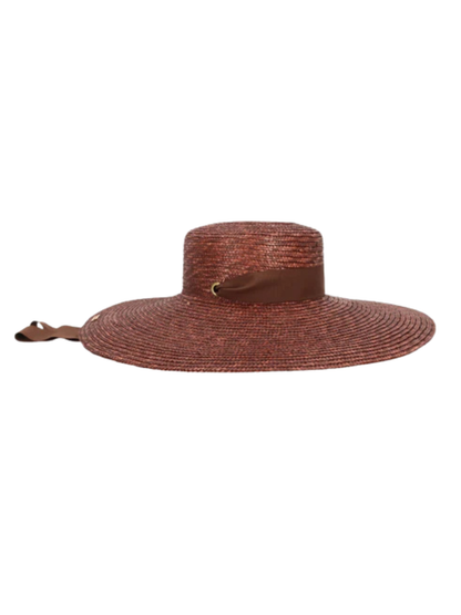 Brown straw hat with a wide brim