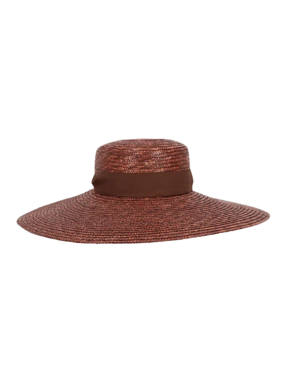 Brown straw hat with a wide brim