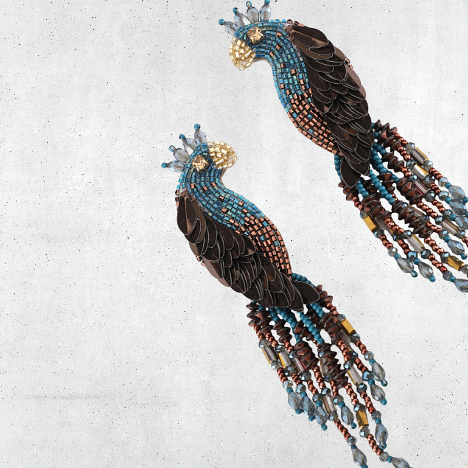 Peacock Earrings Blue