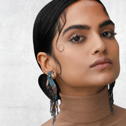 Peacock Earrings Blue