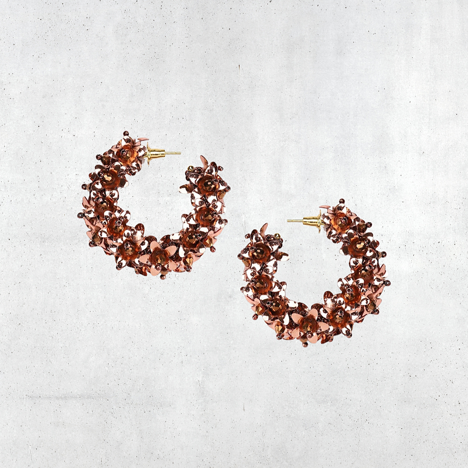 Flower Small Hoop Earrings Copper