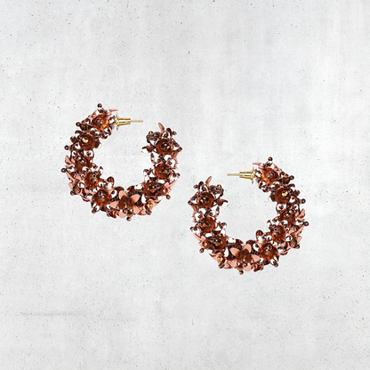 Flower Small Hoop Earrings Copper