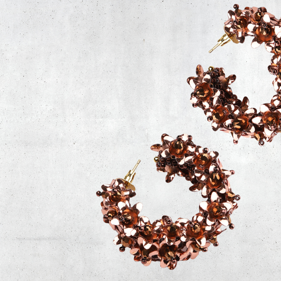 Flower Small Hoop Earrings Copper