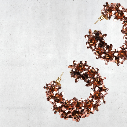 Flower Small Hoop Earrings Copper
