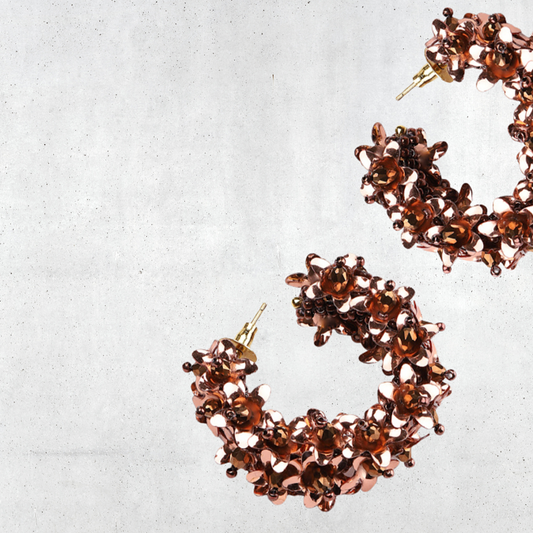 Flower Small Hoop Earrings Copper