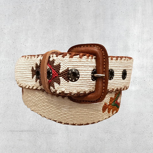 Guatemalan Beige Belt Silk Embroidery