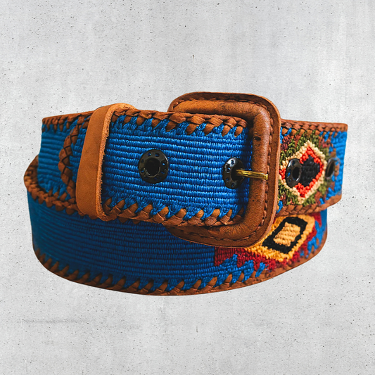 Guatemalan Techno Blue Belt Silk Embroidery