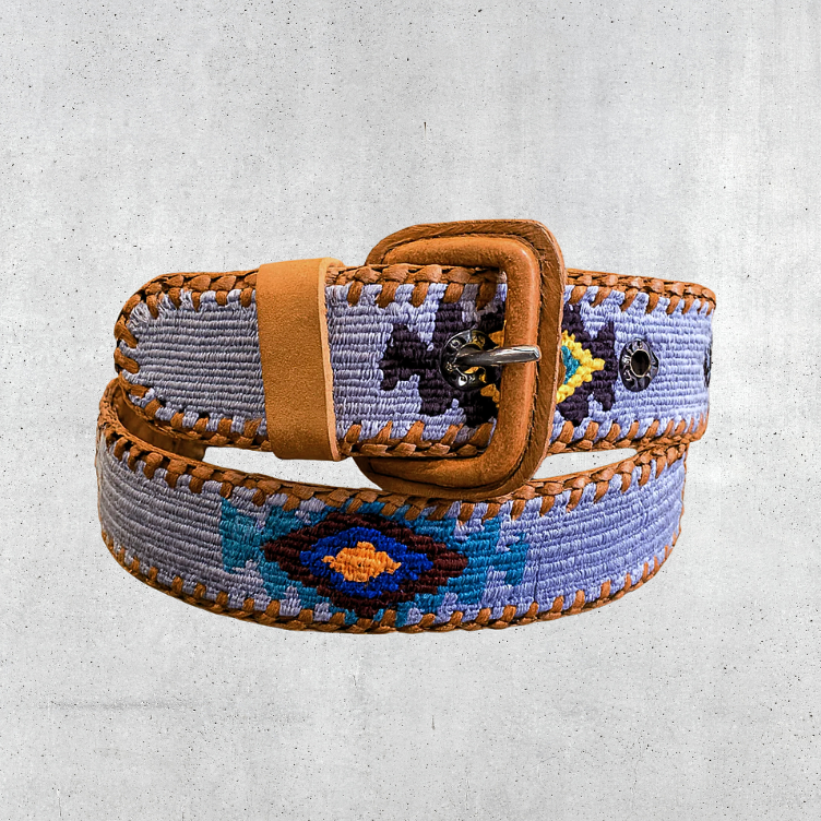Guatemalan Light Blue Belt Silk Embroidery