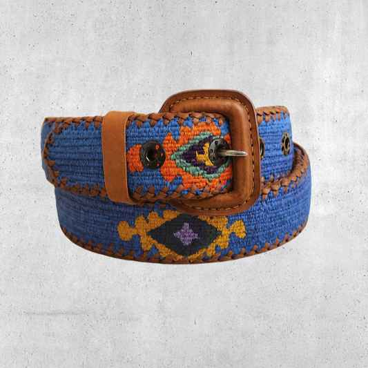 Guatemalan Blue Belt Silk Embroidery