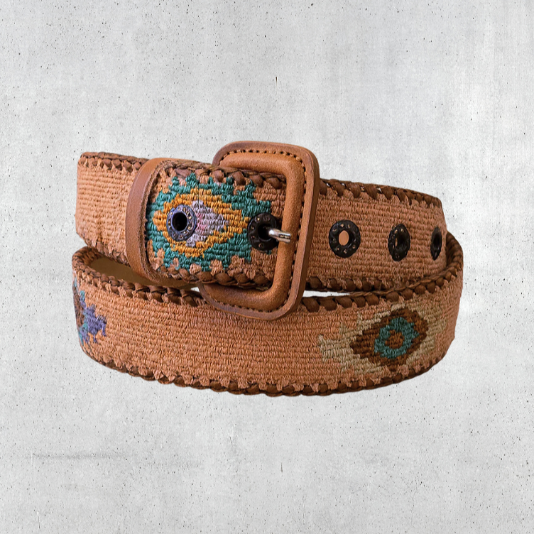 Guatemalan Salmon Belt Silk Embroidery