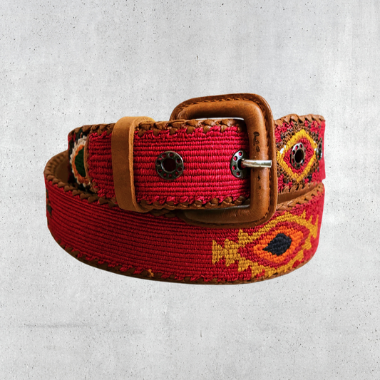 Guatemalan Red Belt Silk Embroidery