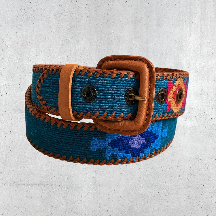 Guatemalan Turkey Green Belt Silk Embroidery