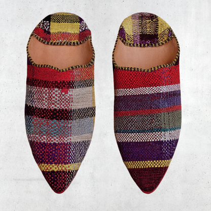 Upcycled Babouches from Vintage Moroccan blankets Multicolor Plaid