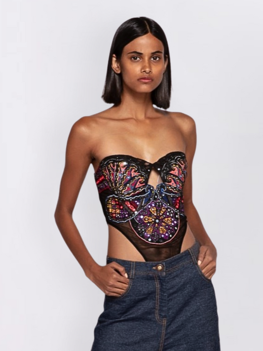 Hand-Embroidered Bodysuit