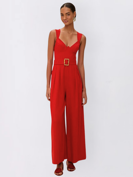 Red Sleeveless Maxi Jumpsuit