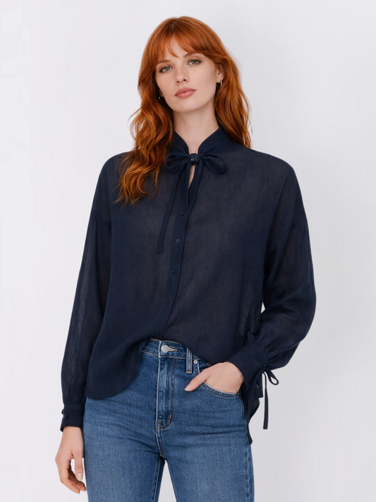 Stella Nova Shirt with Tiebow in Navy