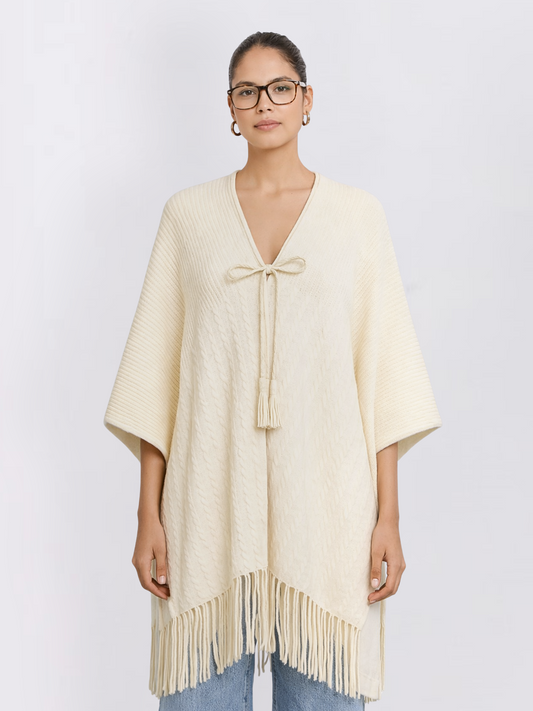 Leather Trim Poncho
