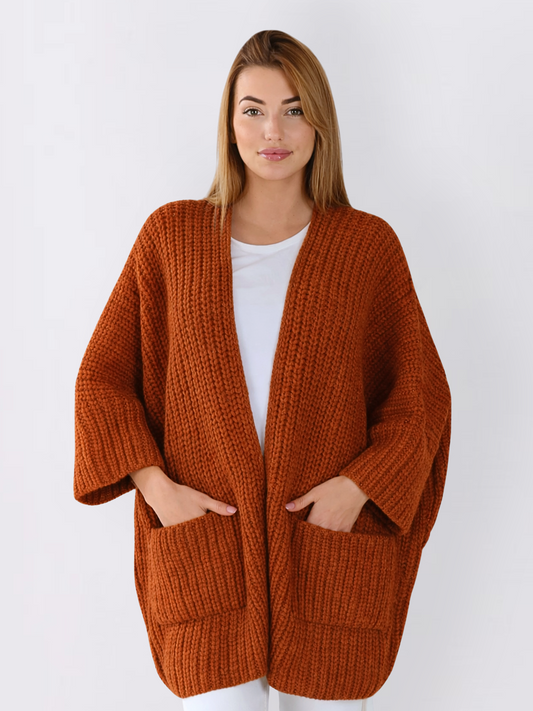 Oversized Knit Coat Rust