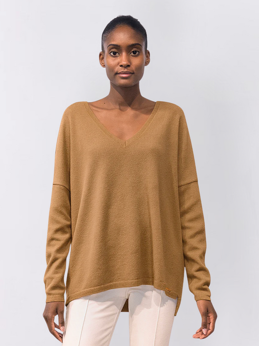 V-neck Cashmere Sweater Camel