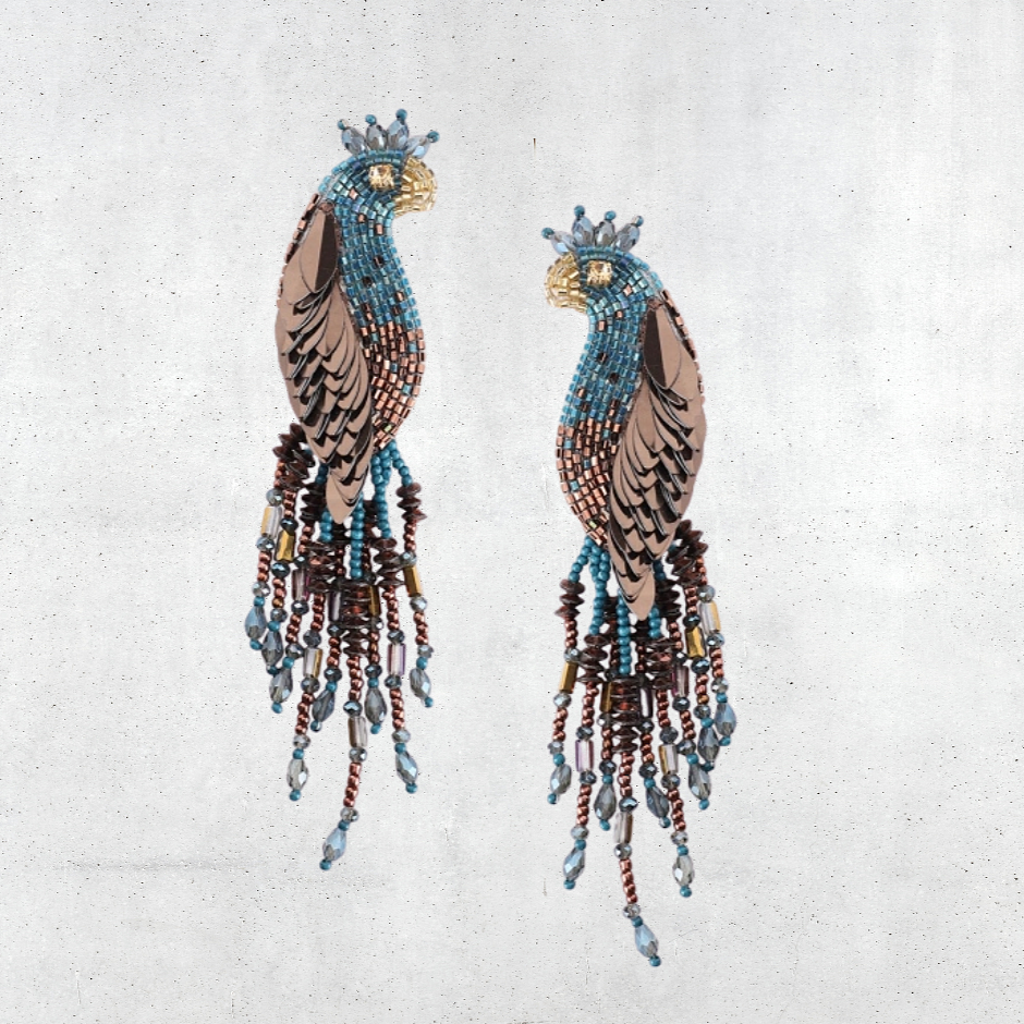 Peacock Earrings Blue