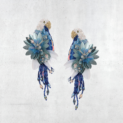 Parrot Earrings Denim