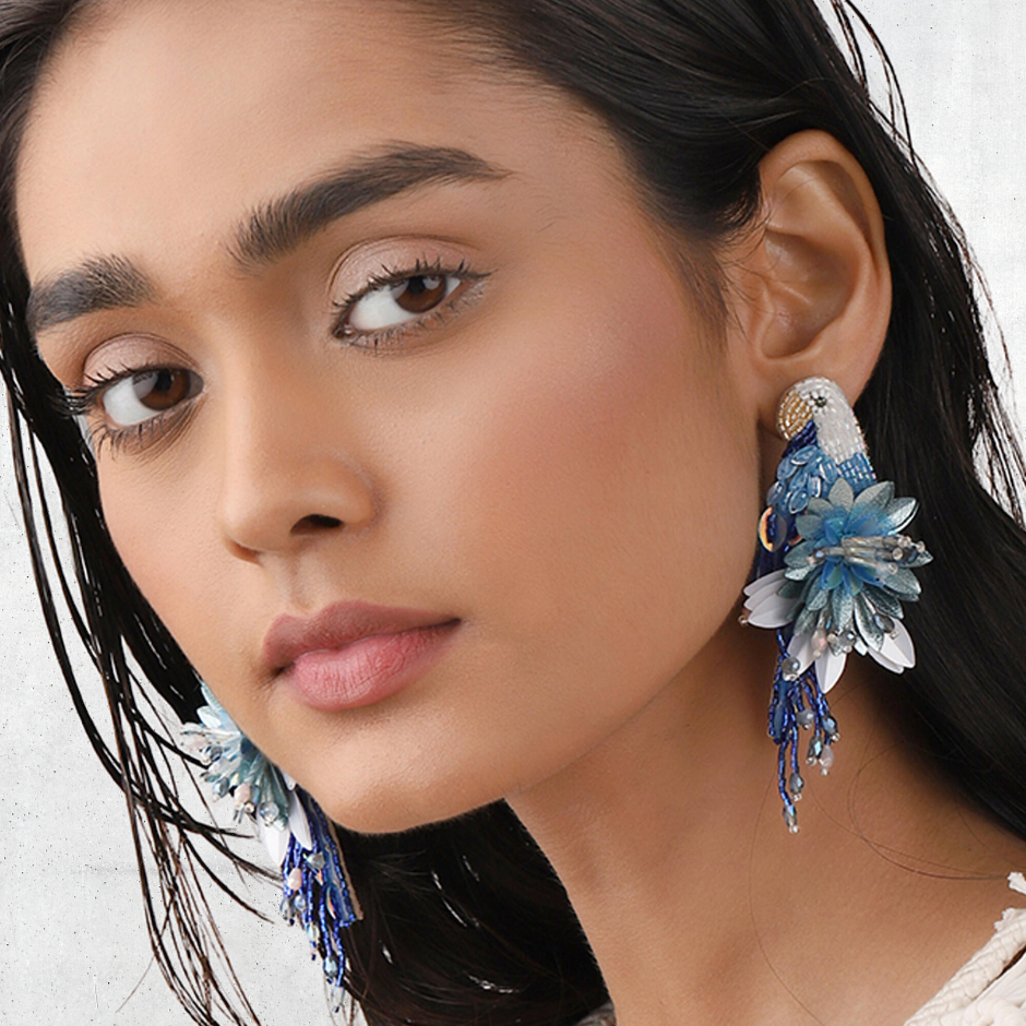 Parrot Earrings Denim