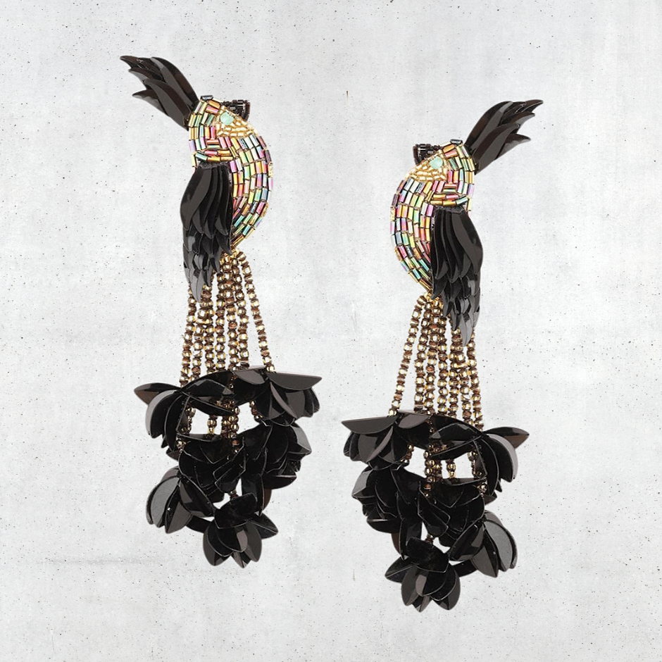 Bird Of Paradise Earrings Black