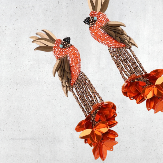Bird Of Paradise Earrings Orange