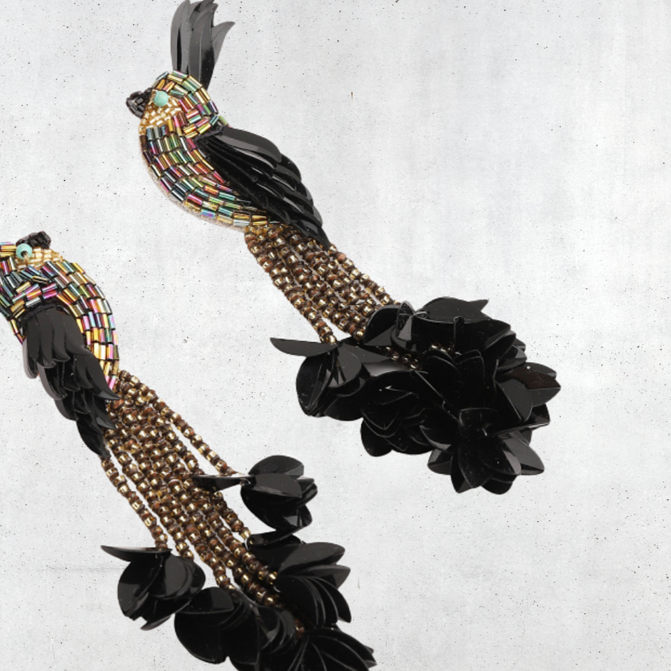 Bird Of Paradise Earrings Black