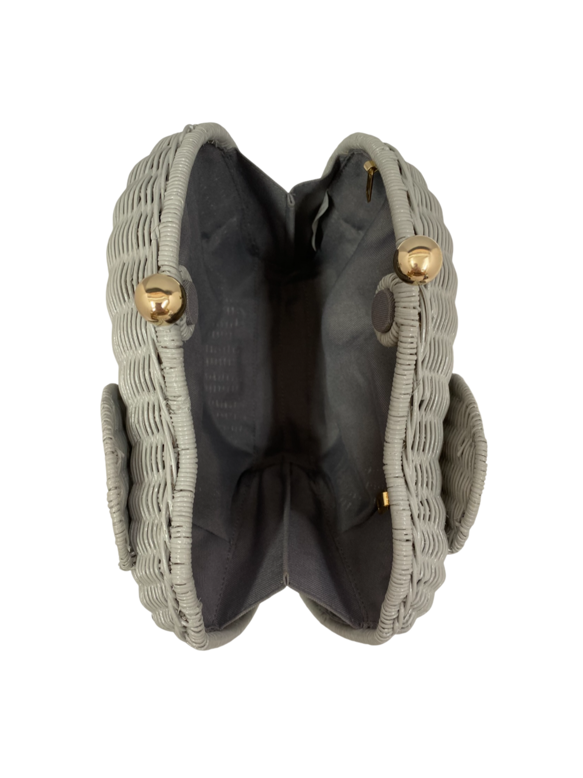Gray elephant-shaped clutch bag with gold accents