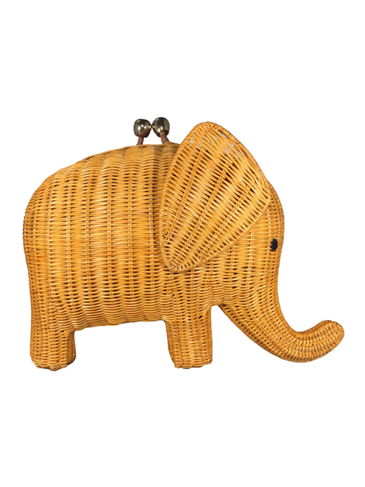 Wicker elephant-shaped  bag