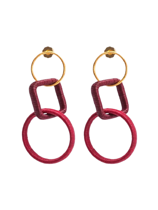  gold-plated bronze earrings with Werregue palm fiber