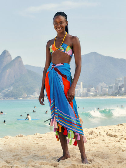 Colorful Sarong With Fringes By Farm Rio