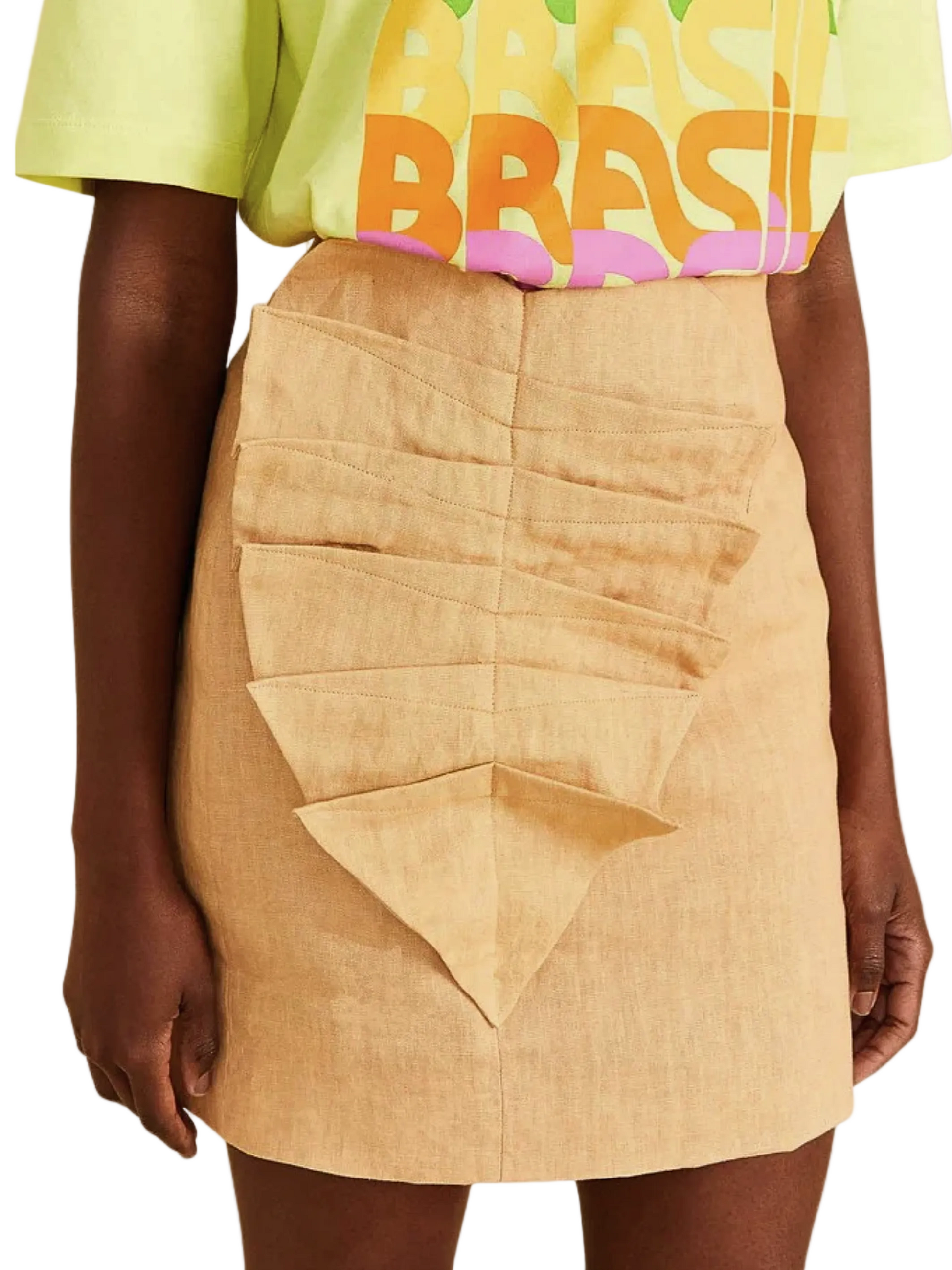 Beige Linen Mini Skirt By Farm Rio 