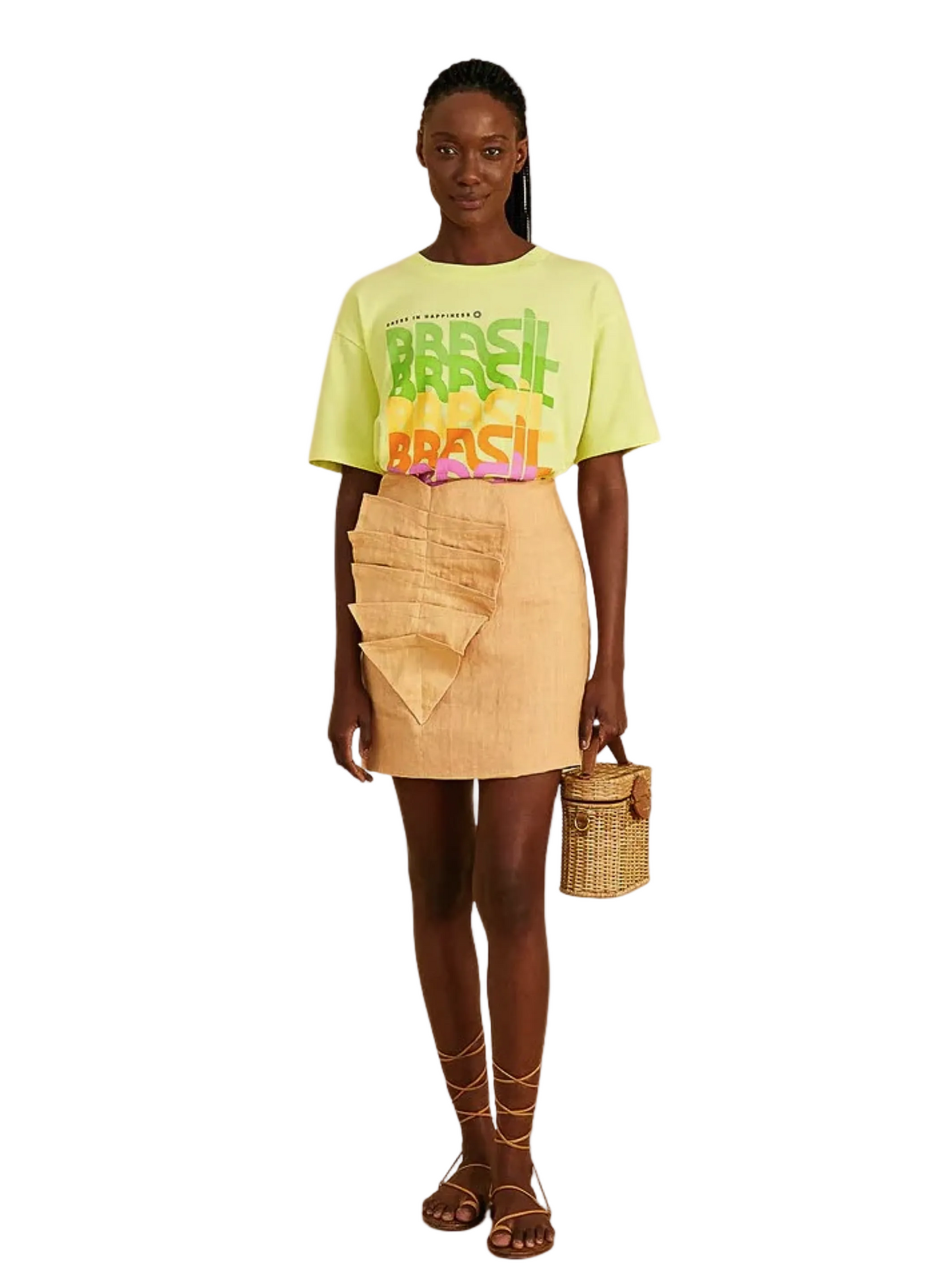 Beige Linen Mini Skirt By Farm Rio 