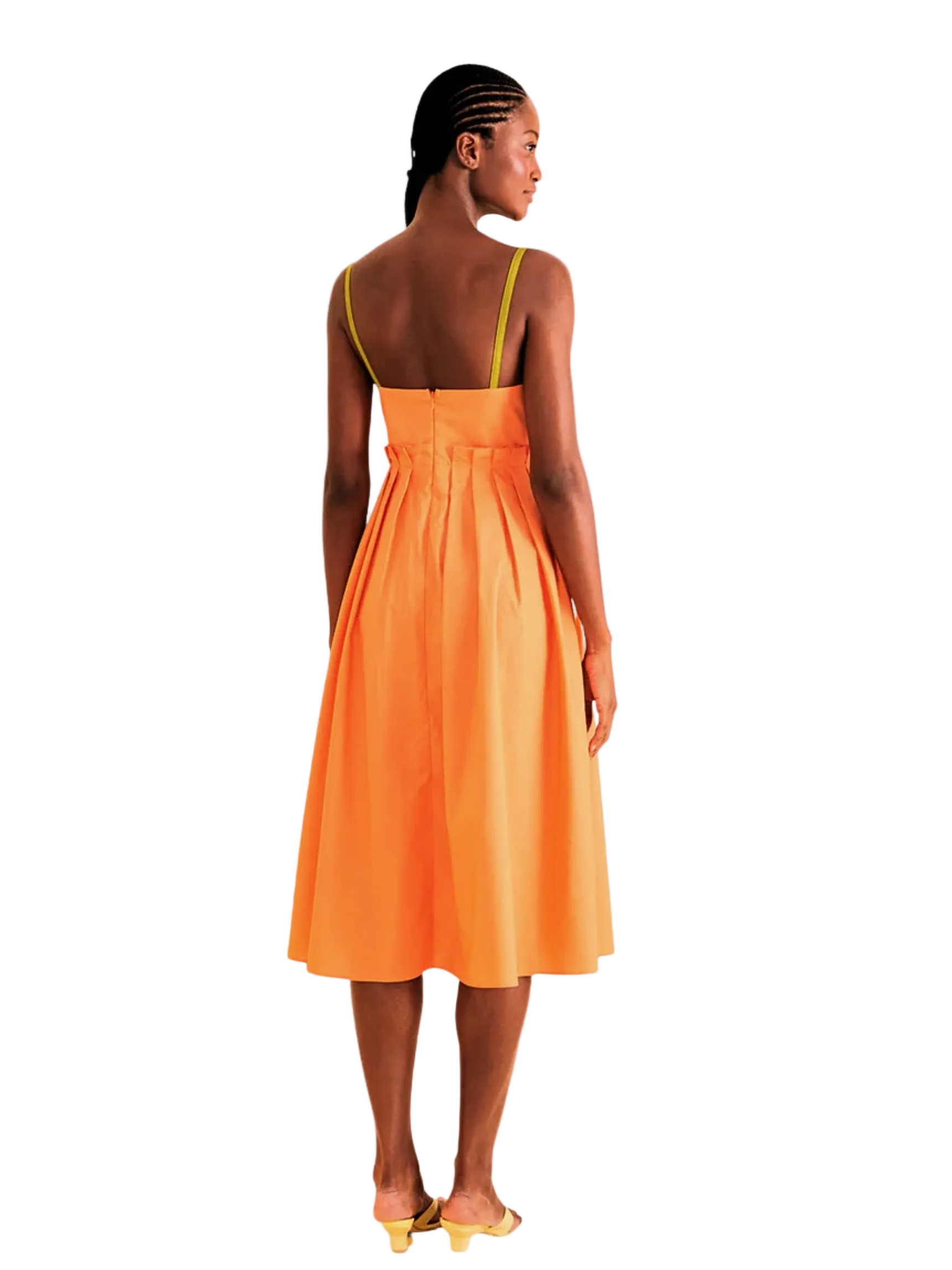 Bright Orange Midi Dress With Leave Straps By Farm Rio 