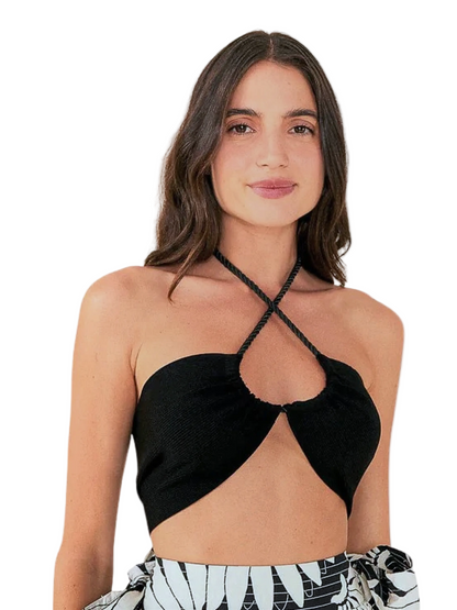 Black Halter Top By Farm Rio 