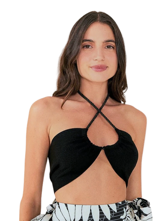 Black Halter Top By Farm Rio 