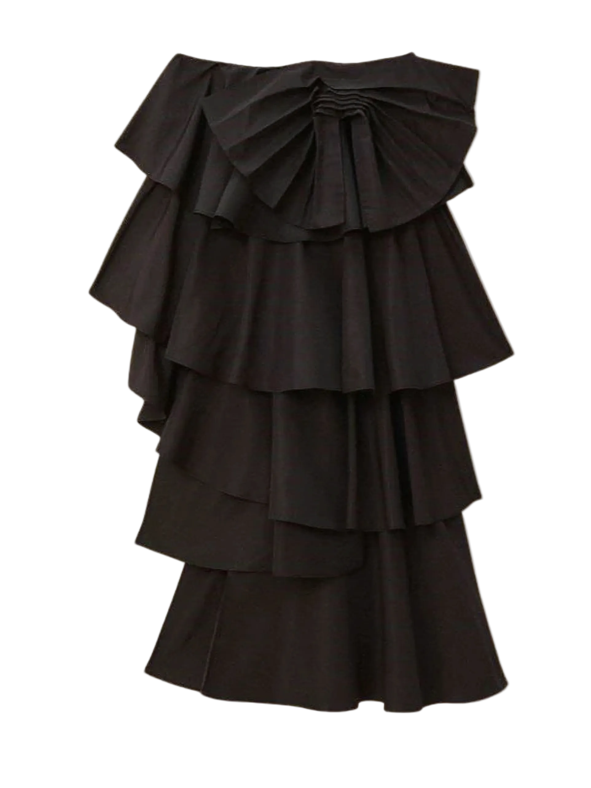 Black Layered Maxi Skirt With Ribbon By Farm Rio